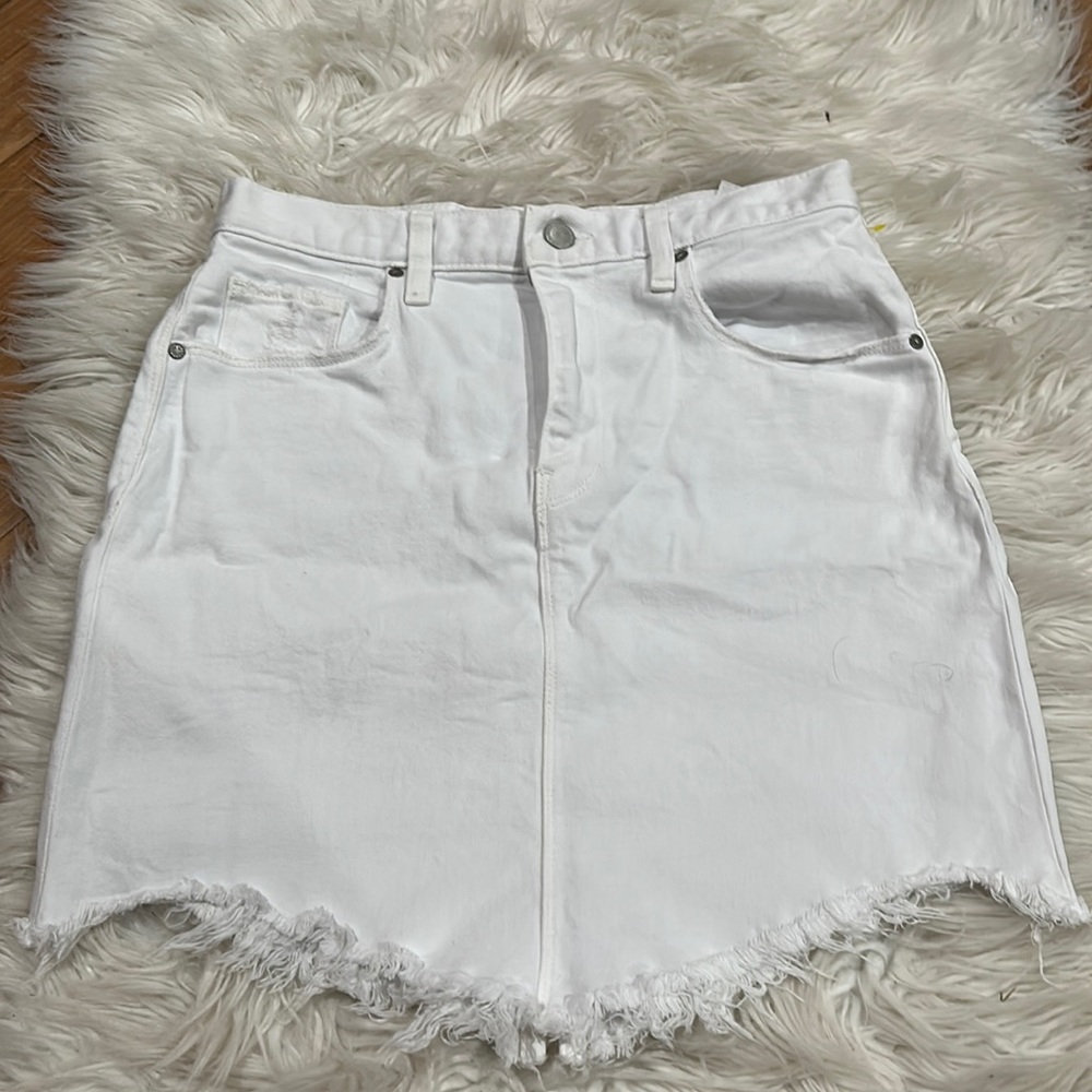 White denim mini skirt